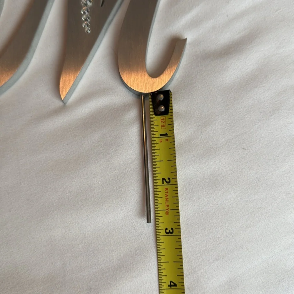 Elegant Silver 'M' Cake Topper with Rhinestones